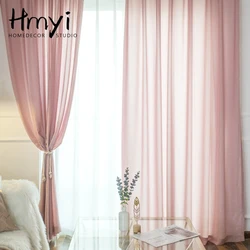 Luxury Solid Tulle Curtains For Bedroom Thick Sheer Curtains For Living Room Modern Decoration Window Pinks Girls Voiles Curtain