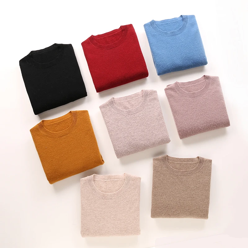 2020 New Sweater 100% Pure Cashmere Women\'s Round Neck Pullover Weater Soft Loose Solid 20Color Knit Base Shirt S-XXLJumper