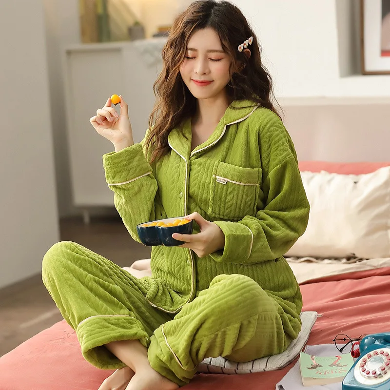 

Home Service Pajamas Female Net Red Ins Warm Nightwear High Quality Pregnant Women Sleepwear Camison Sexy Mujer