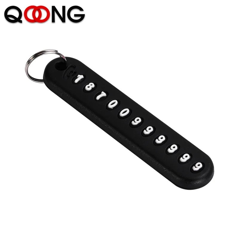 QOONG 10 Pieces New DIY Telephone Numbers Keychain Personalized Gift Customized Anti-lost Keyring Key Chain Ring Holder P26