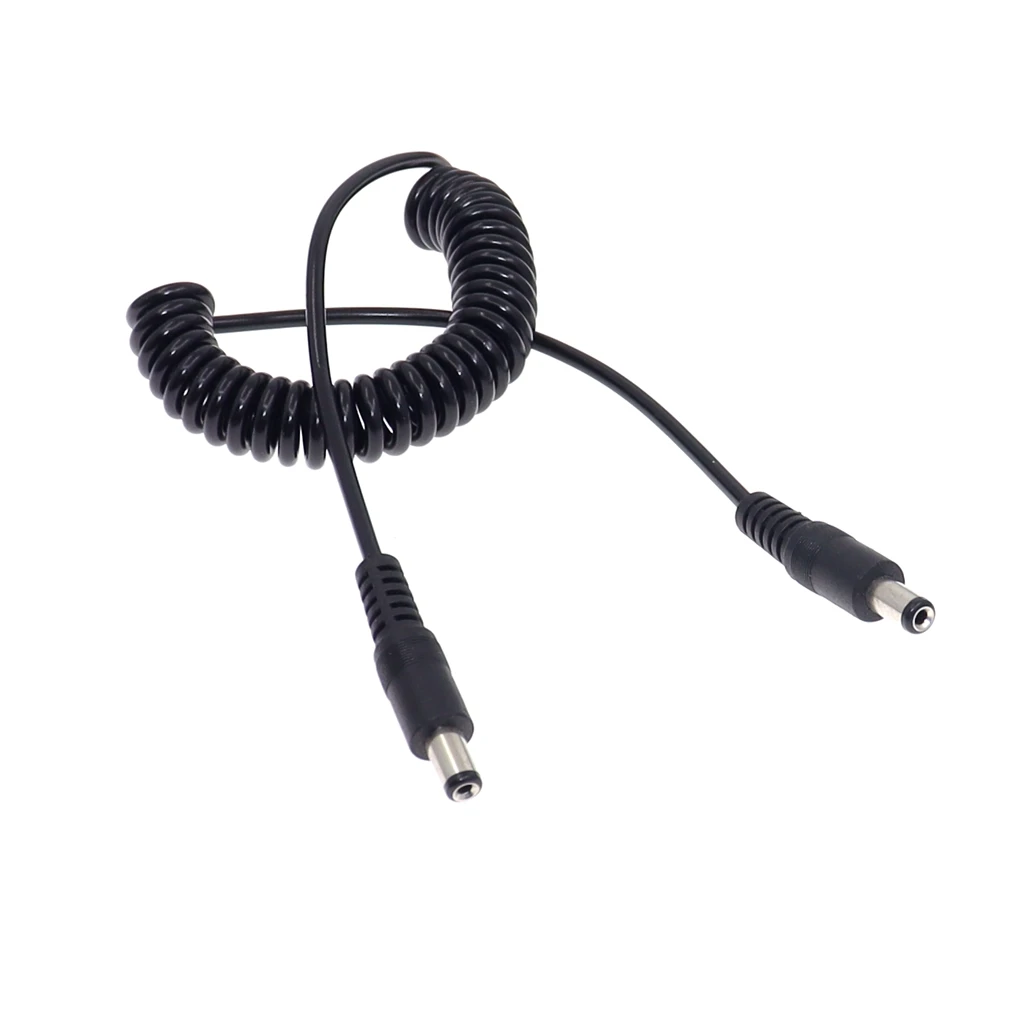 DC 5.5*2.1mm Male to 5.5*2.1mm Male Power Retractable Cord 1.5m Power Adapter DC Angle Jack Plug Cable With Spring