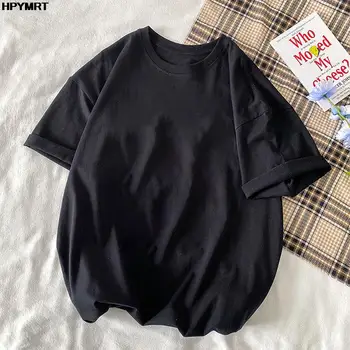 여성용 블랙 탑 티셔츠, 단색 코튼, O-넥, 반팔 티셔츠, 캐주얼 스포츠 의류, 여름 패션