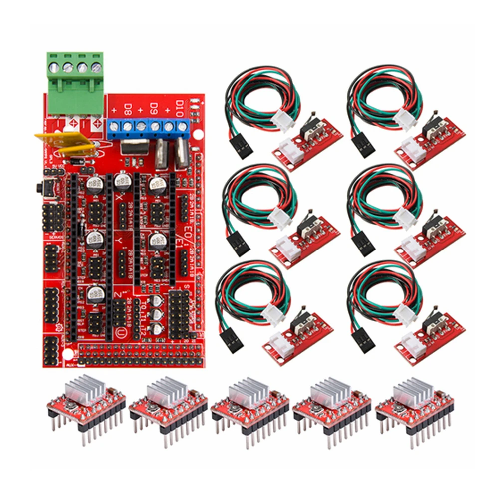 

Комплект Ramps 1,4 с RAMPS 1,4 + механический переключатель + Драйвер шагового двигателя A4988 для 3D-принтера