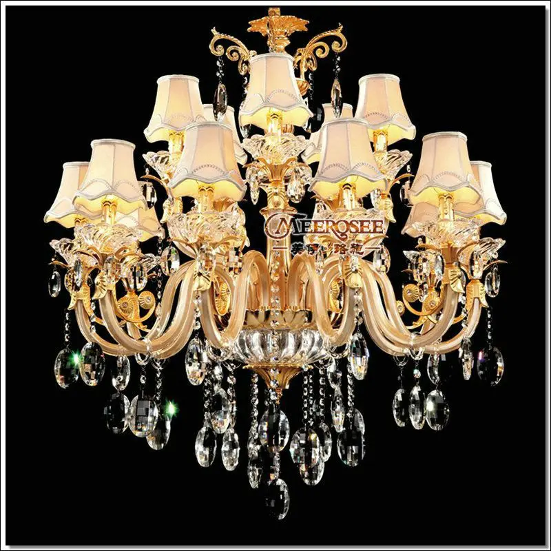 Large Crystal Chandelier Indoor Lighting Modern Pendant Lustre Hanging Lamp 15 Glass Arms Pendelleuchte for Living Meeting Room