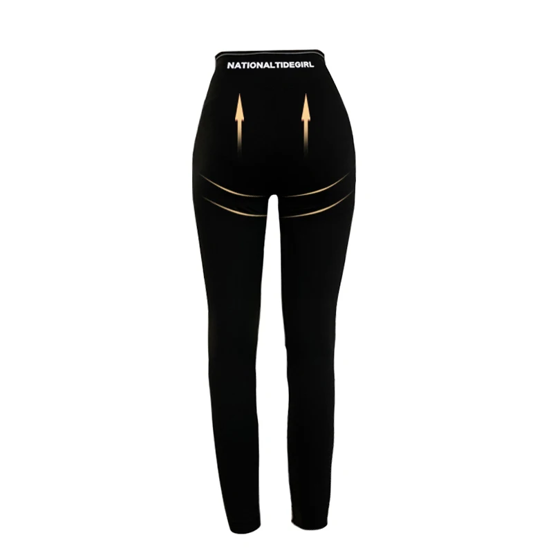 BIVIGAOS Frauen Hohe Taille Haifisch Leggings Nationalen Flut Mädchen Schlank Schwarz Leggings Sexy Fitness Push-Up-Leggings Frühling Herbst