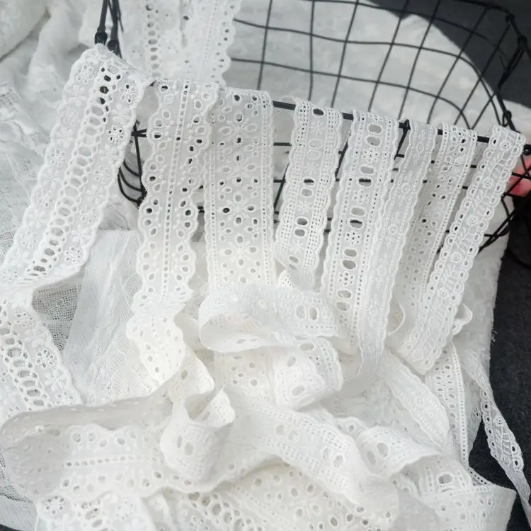 3yards/Lot 2cm-4cm LACE Trimming - Natural white Cotton Lace Cloth Hollow Out Hole Embroidery Fabric X903