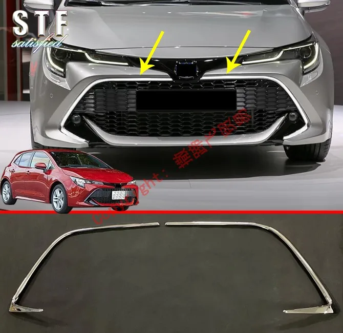 ABS Chrome Front Bumper Grille Trim For Toyota Corolla Hatchback Auris Sport 2019 2020 Car Accessories Stickers