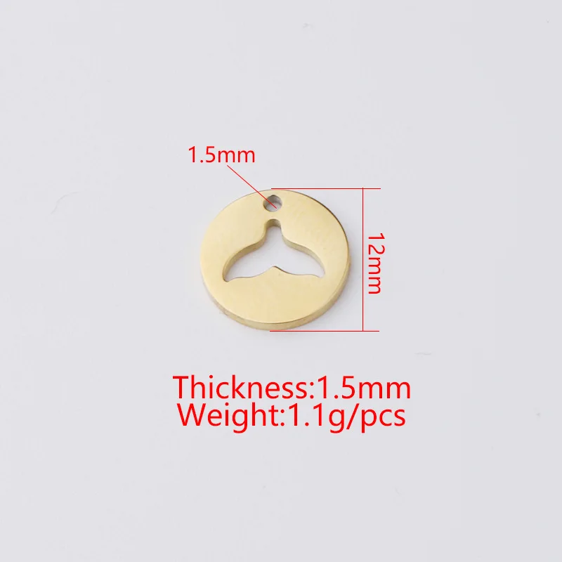 5PCS/lot New 316L Stainless Steel Polished Hollow Design Fish Tail Charms Pendant Mermaid Charms for Jewelry DIY Accessories