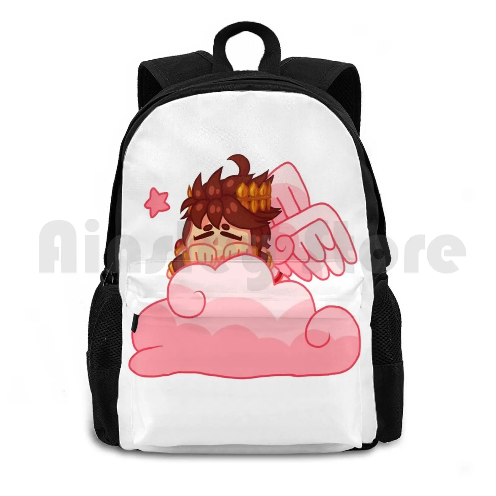 Sleepy Pit Outdoor Hiking Backpack Waterproof Camping Travel Cute Pink Pit Kid Icarus Angel Pretty Cloud Clouds Cartoon Video