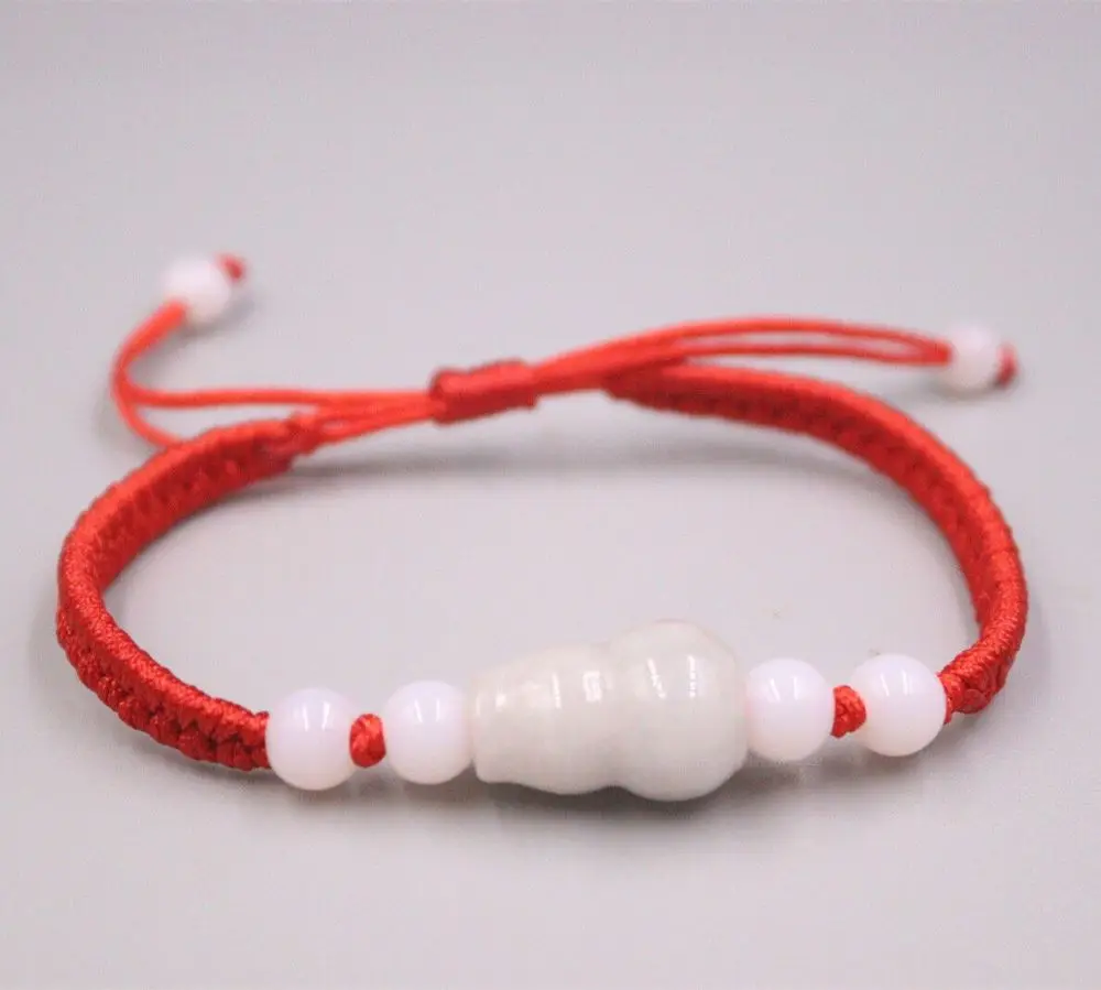 

100% Natural Jade/Jadeite Red Knitted Braided Rope Gourd Bead Bracelet Best Gift