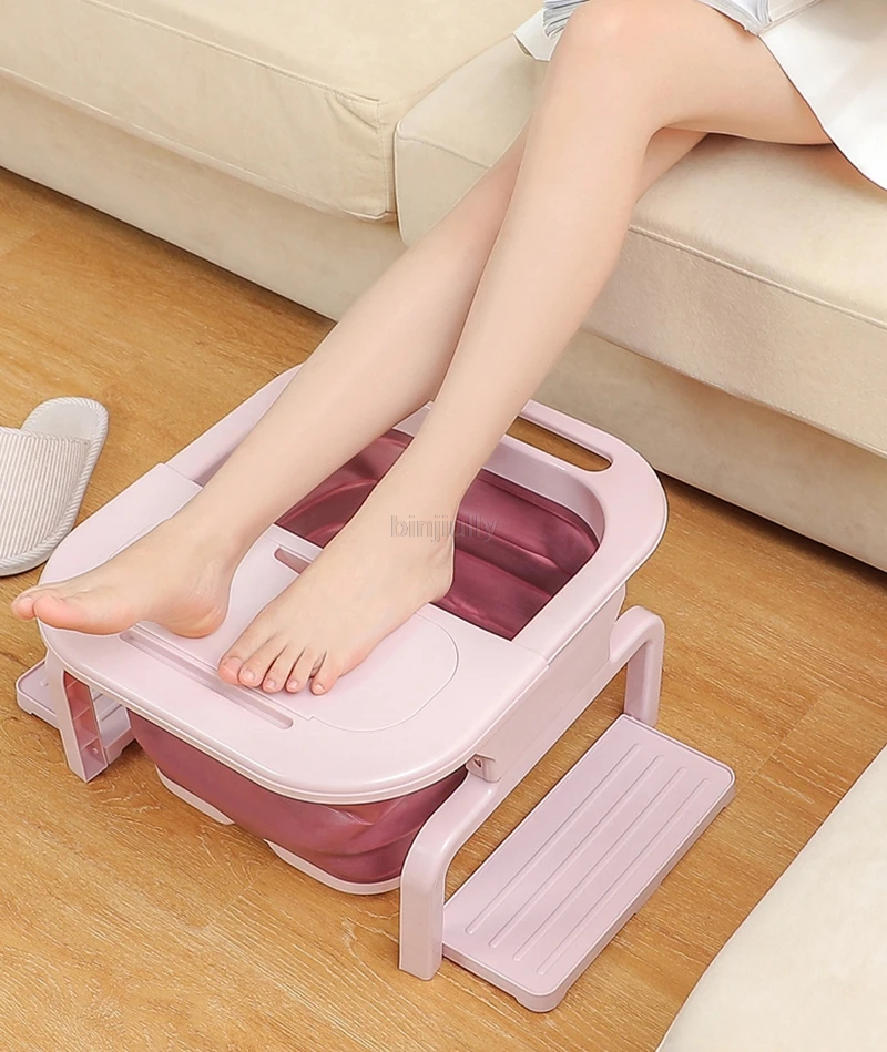 Foldable Footbath Plain Foaming Massage Bucket Plastic Foot Bath Basin Large Heightening Footbath Fording Barrel Reduce Pressure