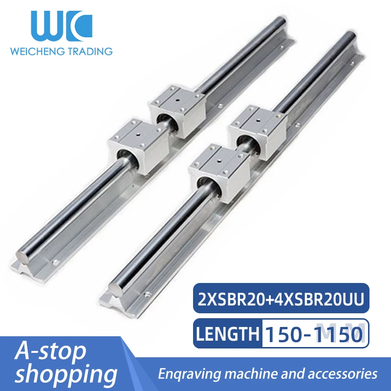 

2pc Linear Guide Rails SBR20 Any Length+4pc SBR20UU 20mm Linear Ball Bearing Block CNC Router CNC Parts