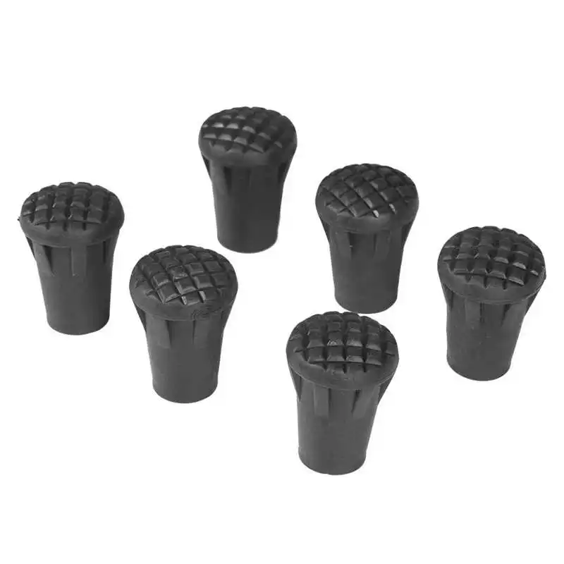 6Pcs/set Nordic Walking Pole Stick End Pole Tip Protectors Rubber Pads Buffer Replacement Tips End For Hiking Stick