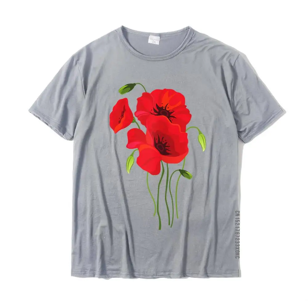 Womens Cute Spring Poppies Memorial Day Spring Flowers Mothers T-Shirt Printed On Men's Tshirts Retro Cotton T Shirt Birthday