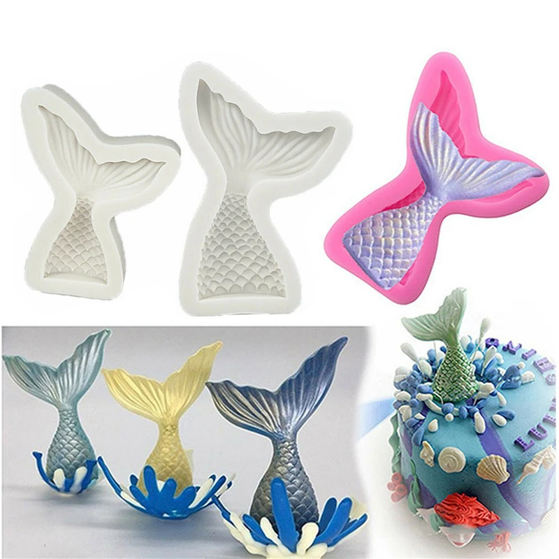 3D Mermaid Tail Mold Fondant Mould Silicone DIY Chocolate Cake Baking Mould Tool Decor Fondant Soap Molds