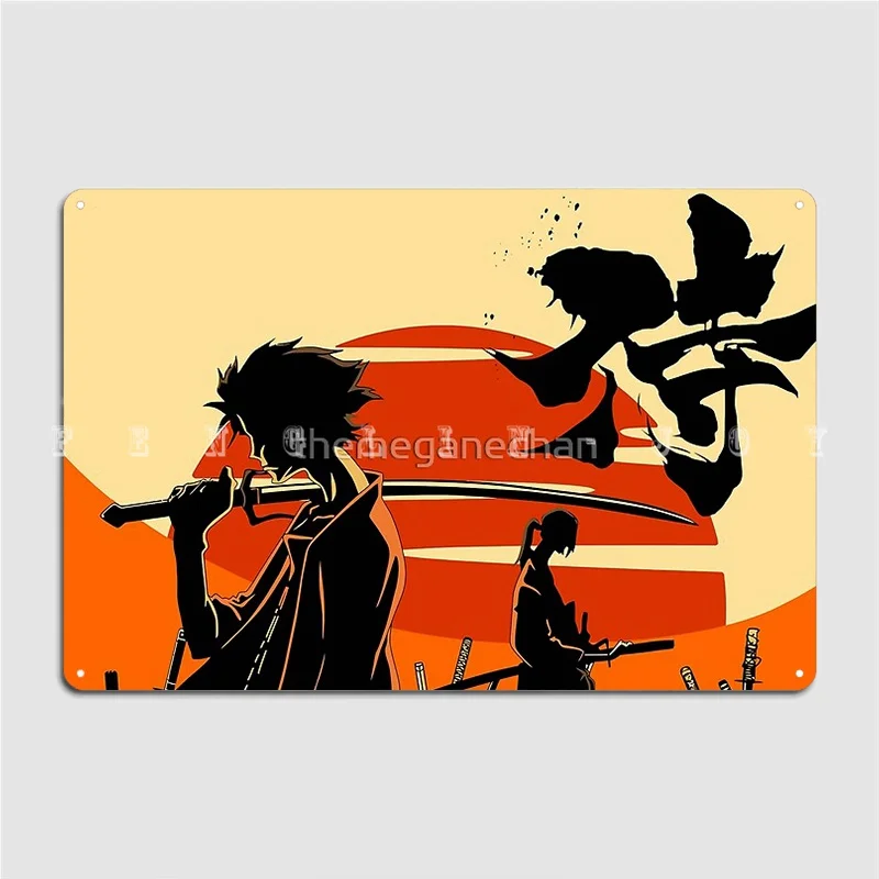 Sunset Samurai Poster Metal Plaque Wall Mural Home Classic Plaques Tin Sign Posters