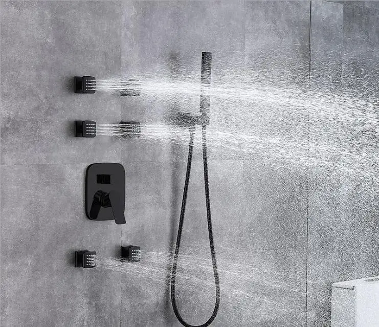 Passionate all brass bathroom shower faucet set with 10 inch shower head 6pcs shower spray nozzle 1 pcs shower head wall mounted