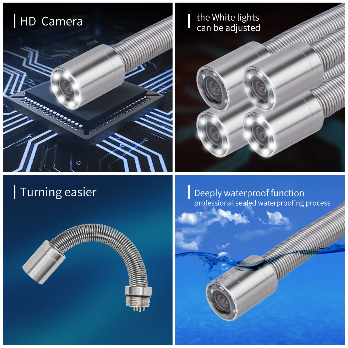 17MM HD720P Snake Tube 10m 20m 30m 40m 50m Cable IP68 Waterproof Drain Sewer Inspection Borescope Camera 8500mAh