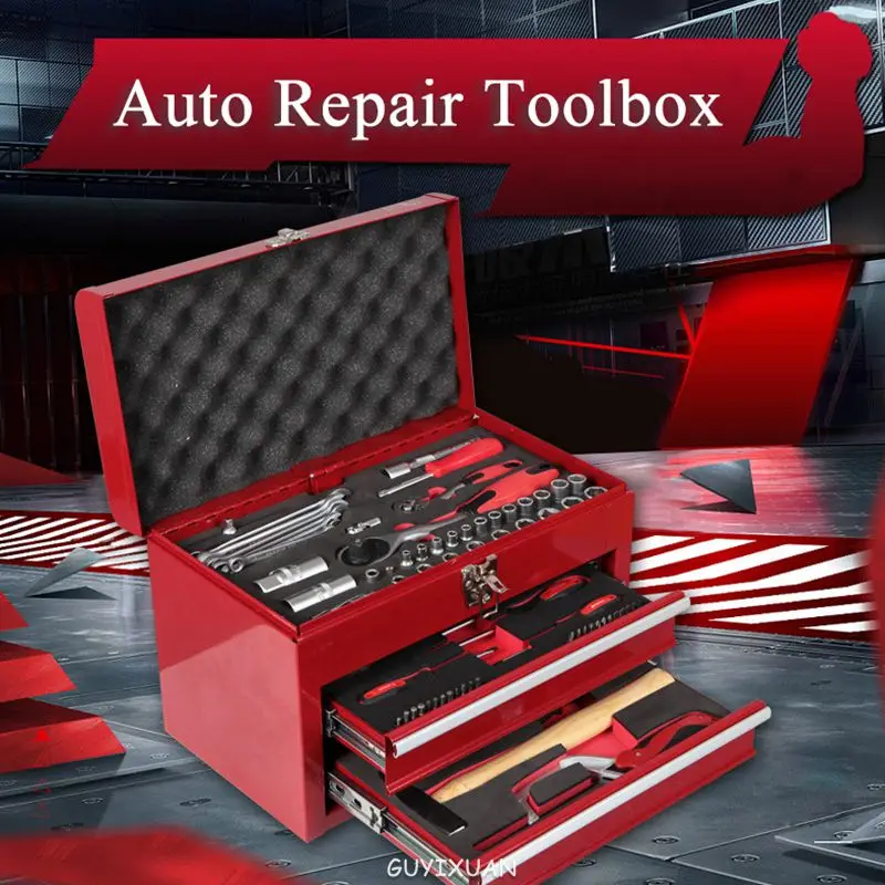 Auto Repair Tool Set Socket Set Portable Ratchet Wrench Auto Repair Tool Box 74 Auto Repair Tool Set Quick Repair Tool Collectio