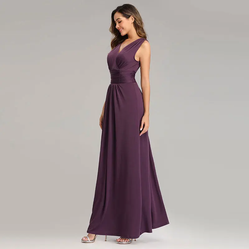 Beauty Emily Sexy V Neck Chiffon Bridesmaid Dresses 2020 Long Sleeveless Open Back 3 Colors Available Special Occasion Dresses