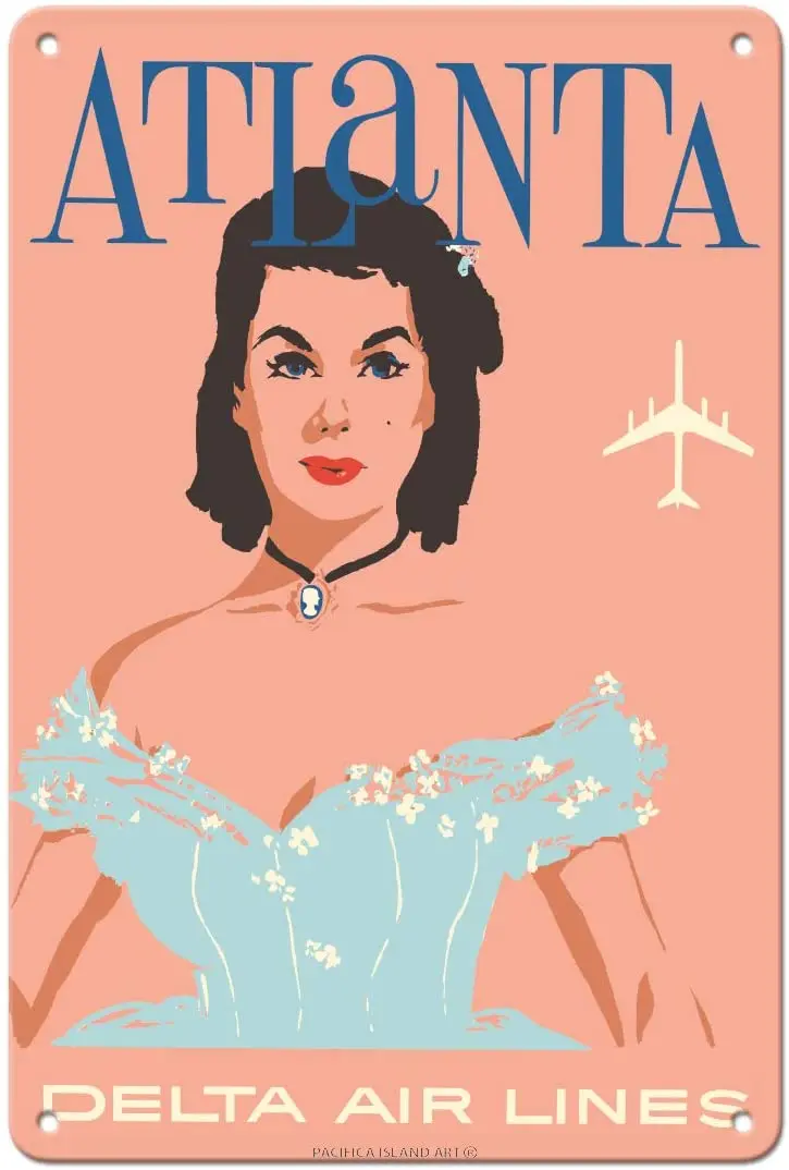 Pacifica Island Art Atlanta, Georgia - Southern Belle - Delta Air Lines - Vintage Airline Travel Poster by John Hardy