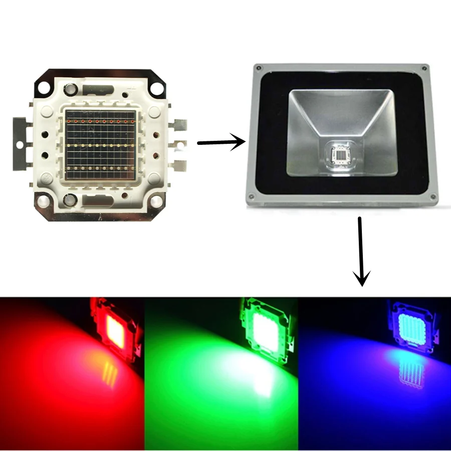 Led RGB Chip High Power COB Lamp 10W 20W 30W 50W 100W 35mli Chip Beads RGB Driver Blubs Epistar For DIY Spotlight Flood Light