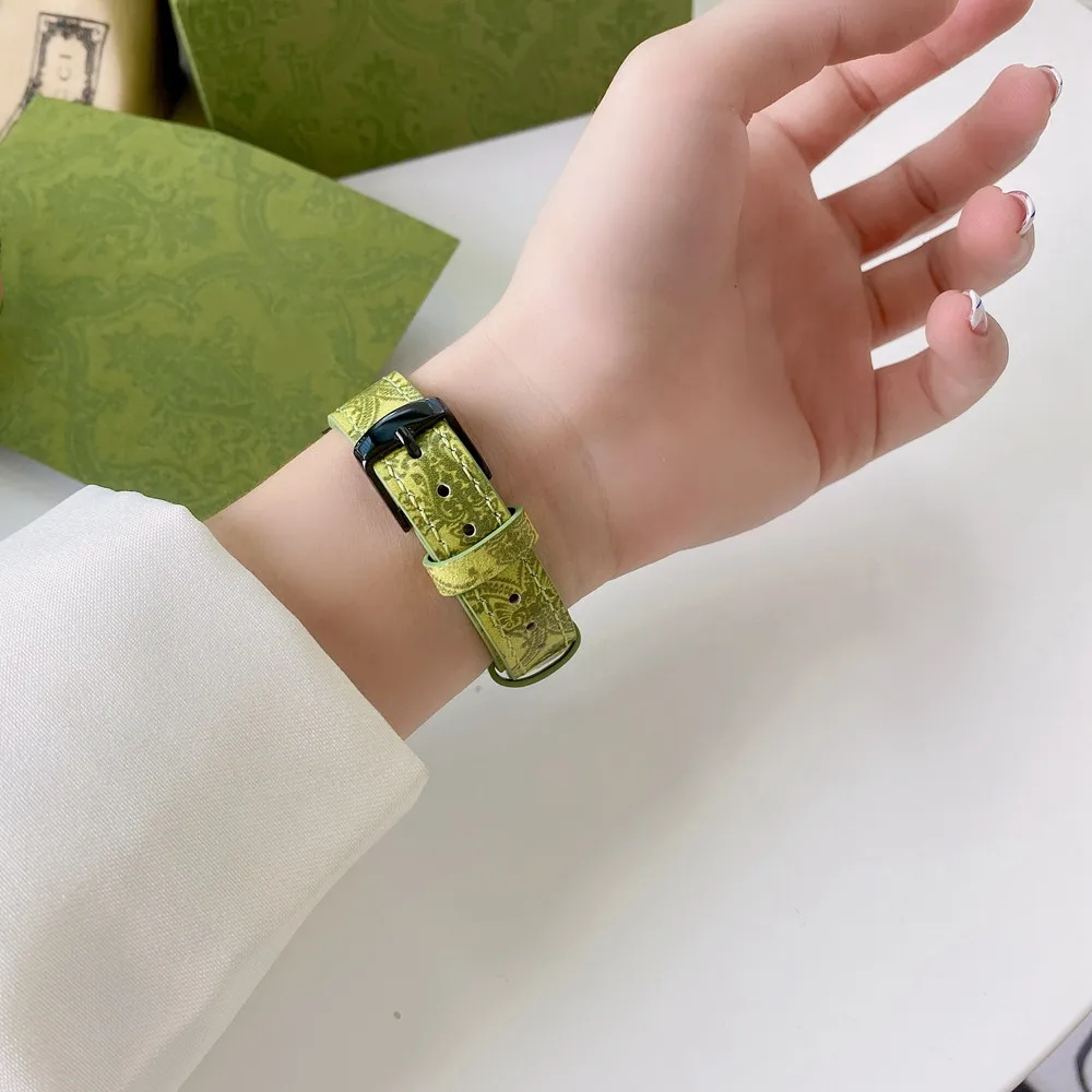Tali Wanita Gaya Kasual untuk Apple Watch Seri SE7 6 5 4 3 2 1 44Mm 40/42Mm untuk Iwatch 38Mm 45Mm 41Mm Tali Kulit Hijau Korea