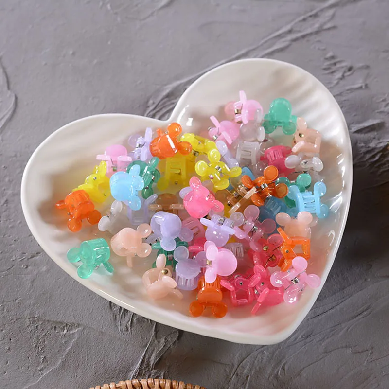 50PCS/Set Cute Small Flower Star Mini Crab Hair Claw Clips Child Girls Candy Cartoon Plastic Hair Clamps Kids Hair Accessories