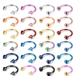 5pc 16G Nose Hoop Rings Stainless Steel Nose Horseshoe Hoop Rings Eyebrow Lip Ear Tragus Septum Piercing Jewelry Hanger Retainer