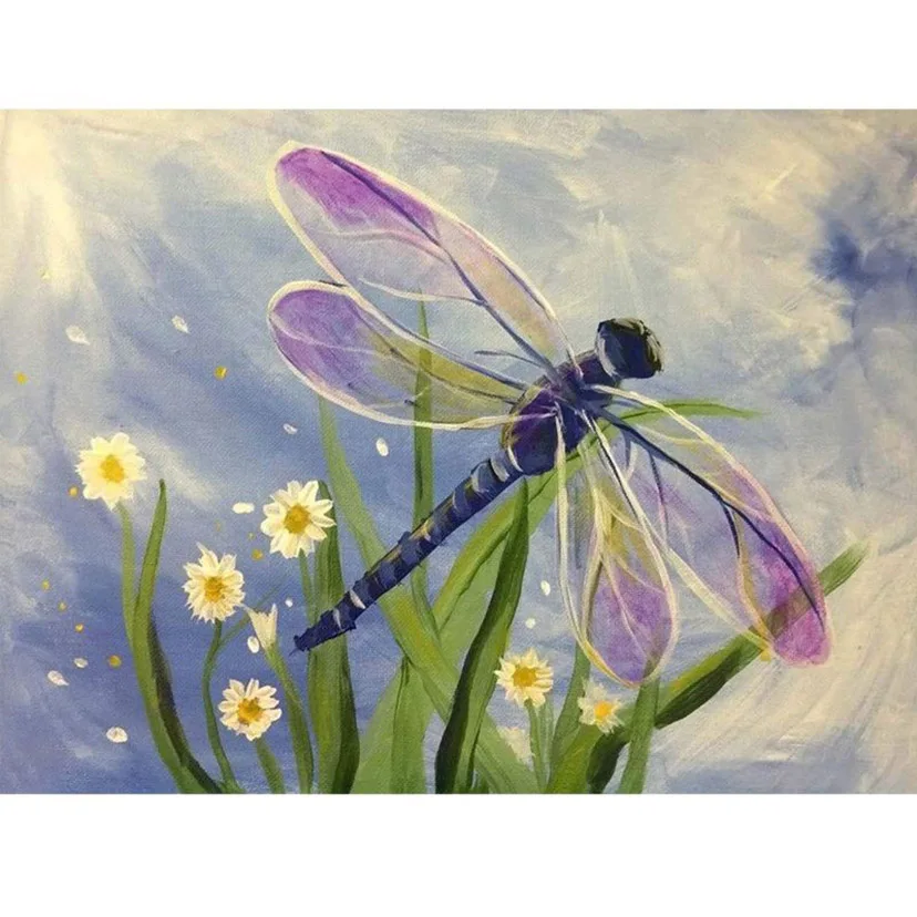 DIY 5D Dragonfly Flower Full Drill Diamond Painting Embroidery Cross Stitch Kit Crystal Rhinestones Pictures Home Decor