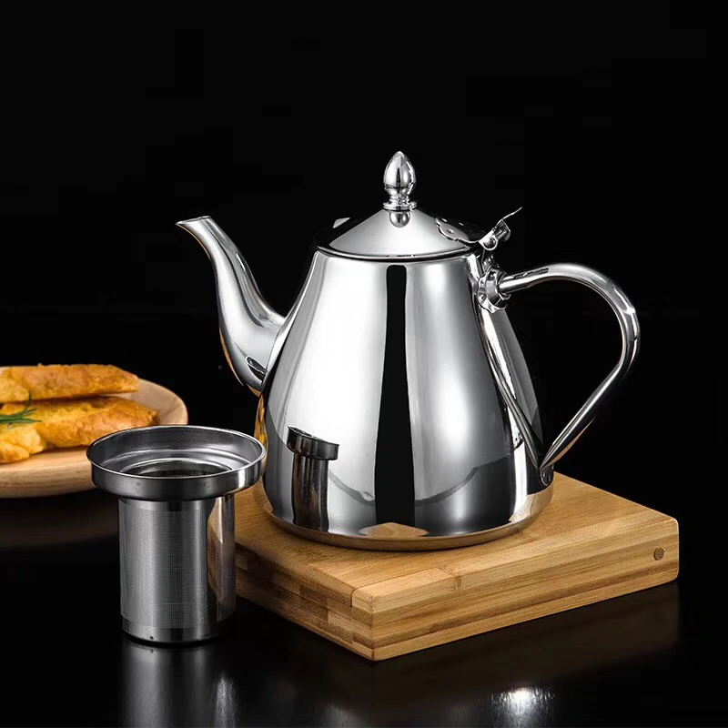 Stainless Steel Kettle Tea Pot For Induction With Filter   Seven pot  -Egged  Set    