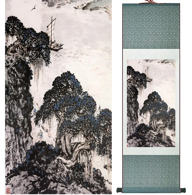 

landscape painting Home Office Decoration Chinese scroll painting mountain and River paintingPrinted painting050505