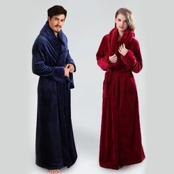 Mens and Women's Ultra Long Bathrobe Plush Floor Length Robes Plus Size Home Wear Sleepwear Nightgown Dressing Gown House Coat