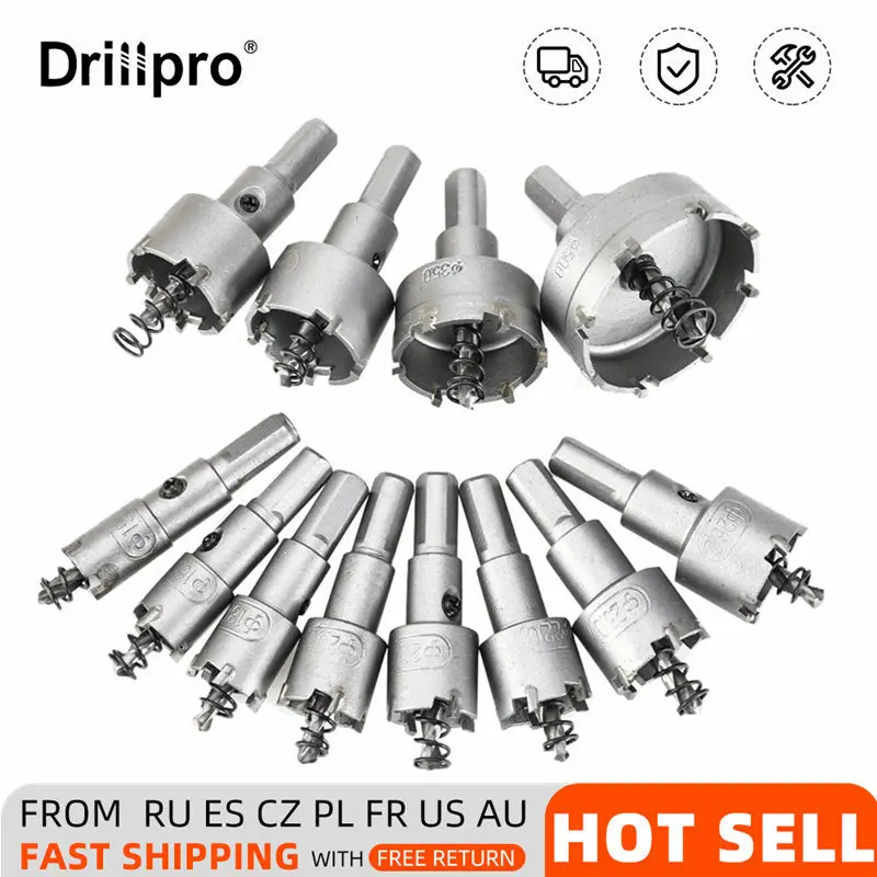 Drillpro 12 шт. 15 мм-50 мм резак для резки металлического отверстия набор сверл из сплава для резки дерева пластиковых материалов металла