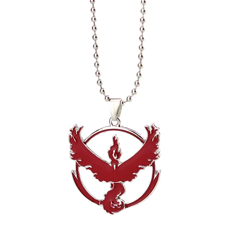 Fashion Jewelry Necklace Anime Metal Team Valor Mystic Instinct Logo Pendant Bead Chain for Fans