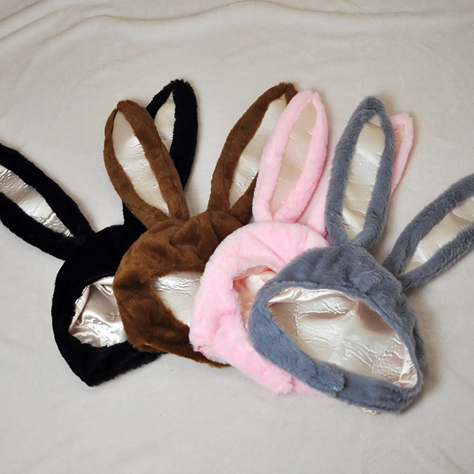 Bunny Ears Hood Hat Cotton Soft Headdress Cute Costume Hats for Selfie Teens Funny Winter Girl Gift Cute Long Ear Rabbit Hat