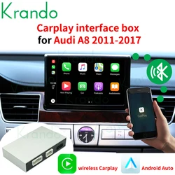 Krando Android Auto Wireless CarPlay Interface Box For Audi A8 2010 - 2017 MMI 3G Module Upgrade BT Siri Control Recamera