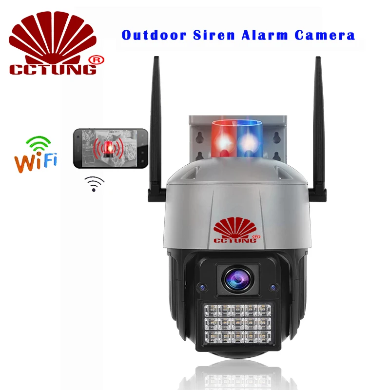 Outdoor Siren Alarm WIFI Video Surveillance Camera with Night Vision PTZ IP Camera Waterproof IP68 for & Home & Garden Security