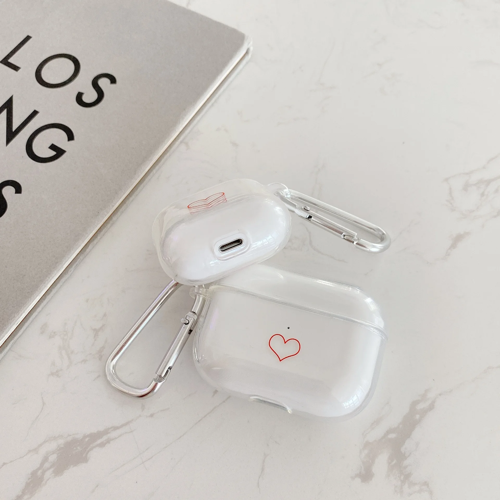 Funda de TPU suave para auriculares Airpods Pro 2ª, funda protectora transparente con corazón dulce para Apple Airpods 1, 2, 3, funda con llavero