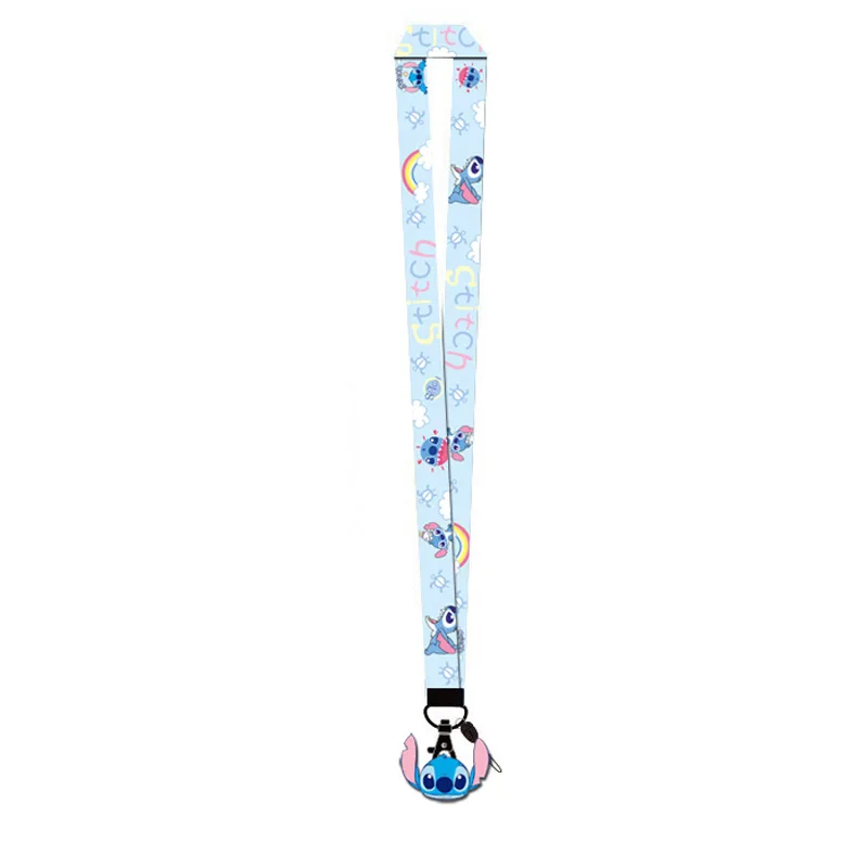 Disney Mickey Mouse Lanyard Keys Id Cell Phone Neck Strap Action Figure Stitch Buzz Lightyear Doll Kids Collection Gift Toys