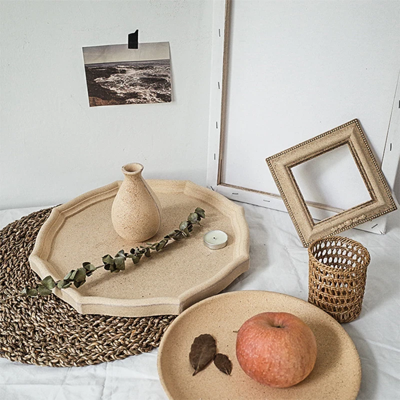 Vintage Wooden Powder Base, Old Octagonal, Round, Oval, Flower-shaped Pallets for Photography Props, Kichen Tray