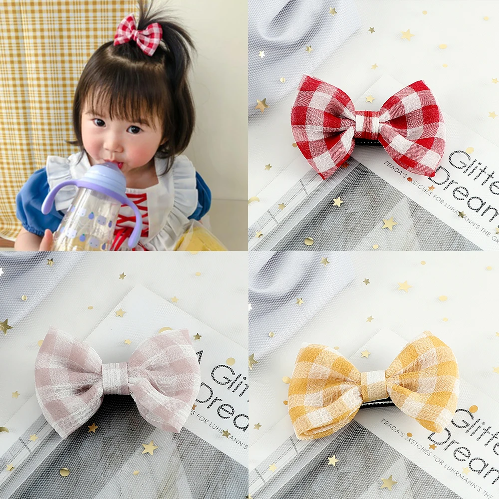 Bow Tie Hair Clip Accessories Plaid Bowknot Hairpins Lovely Colorful Duckbill Barrettes Safety Headwear Gifts For Women Children