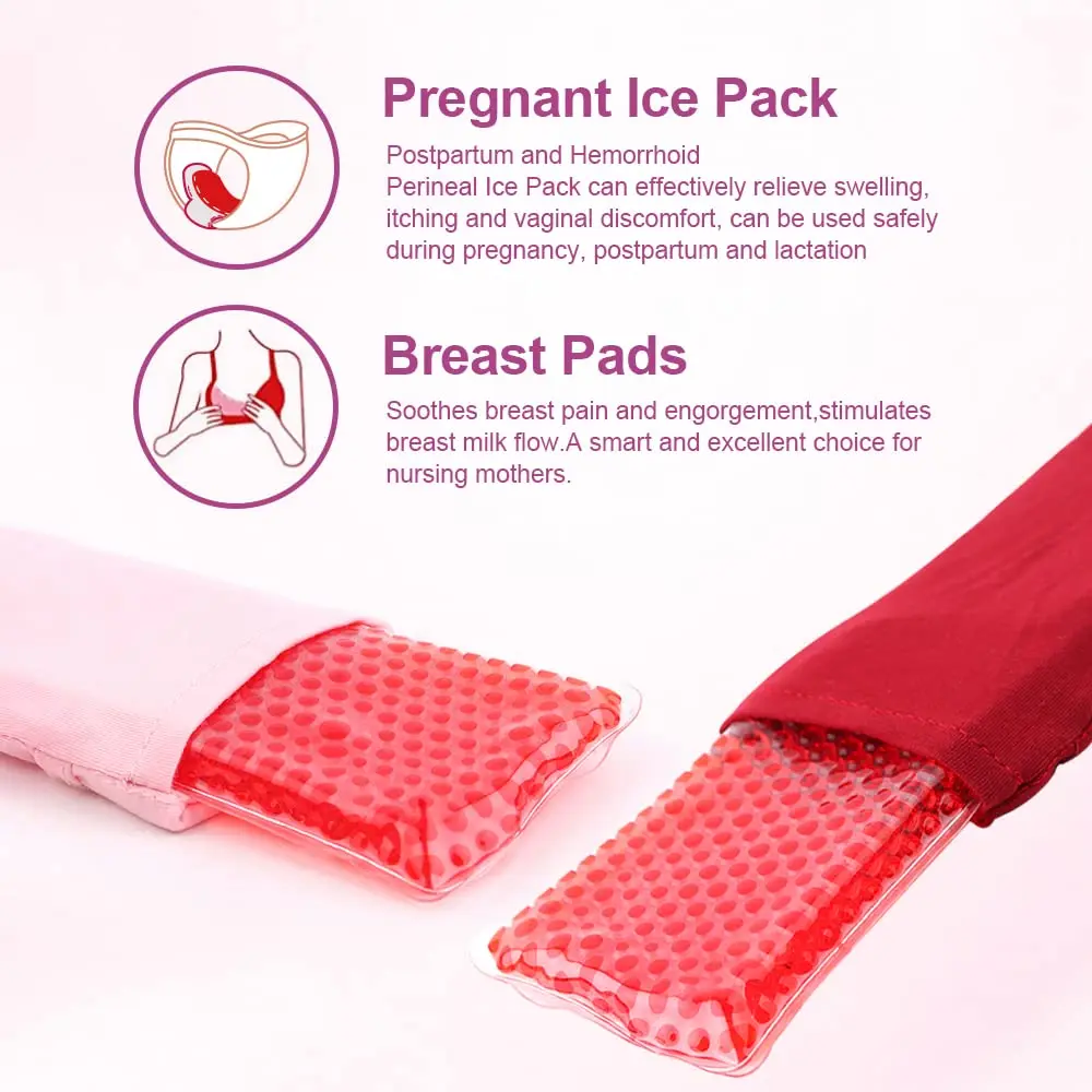 Reusable Perineal Ice Pack for Women Postpartum Hemorrhoid Pain Relief Flexible Hot Cold Vaginial Pack with 4 Washable Sleeves