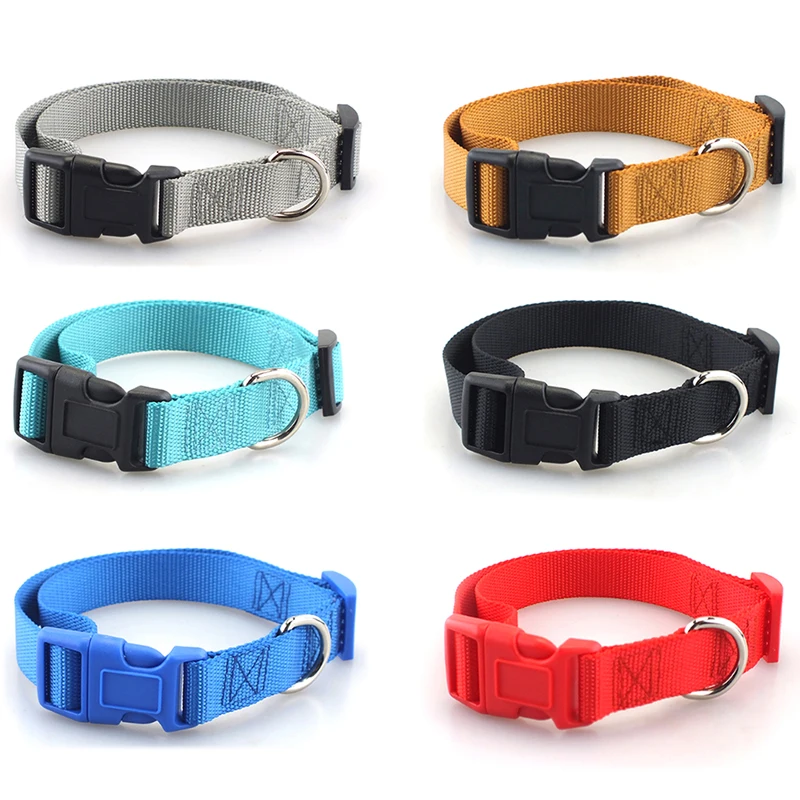 Adjustable Nylon Dog Collar Durable Basic Dog Collar for Small Large Dogs French Bulldog Safety Walking Training Pet Supplies