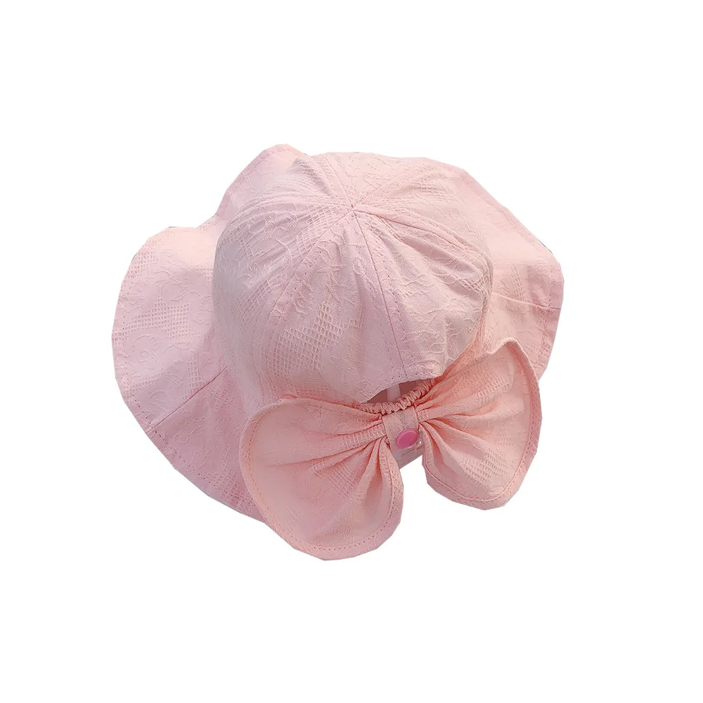 Outdoor Baby Bucket Hat Infant Girls Fisherman Sun Hats Cotton Children Cap Kids Princess Beach Cap Bow Girl Caps