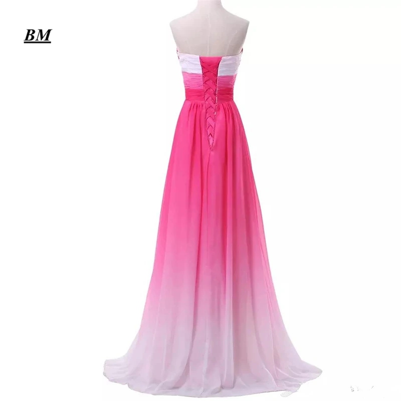 2021 New Gradient Colorful Sexy Dresses Ombre Chiffon Prom Dress Evening Dress Pleats Women Formal Occasion Dress BM173