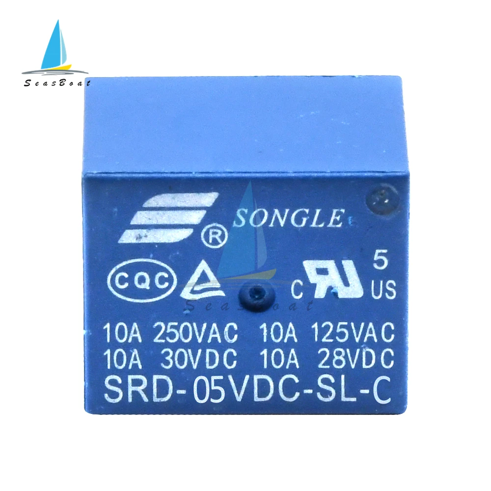 5pcs Relays SRD- 5VDC-SL-C SRD-12VDC-SL-C SRD-24VDC-SL-C Relays 5 Pin PCB Type DC 5V 12V 24V 48V 10A 250VAC Power Relay