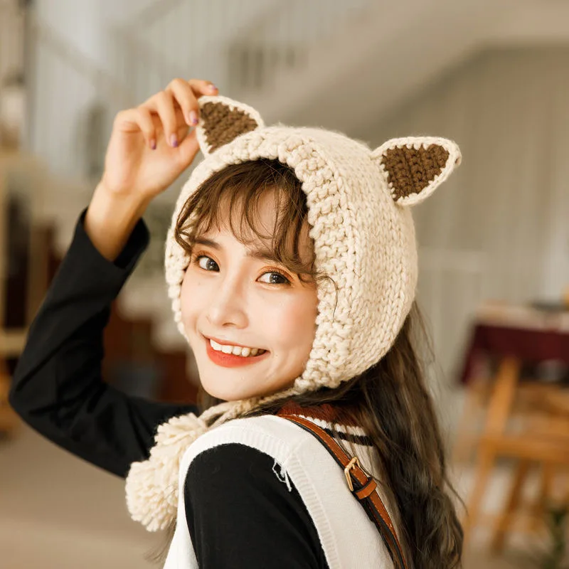 Wool Earmuffs Women Autumn Winter Warm Lovely Fox Ears Warm Knitted Ear Cover Fashion Girl Sweet Lovely Korean Winter Head Cover