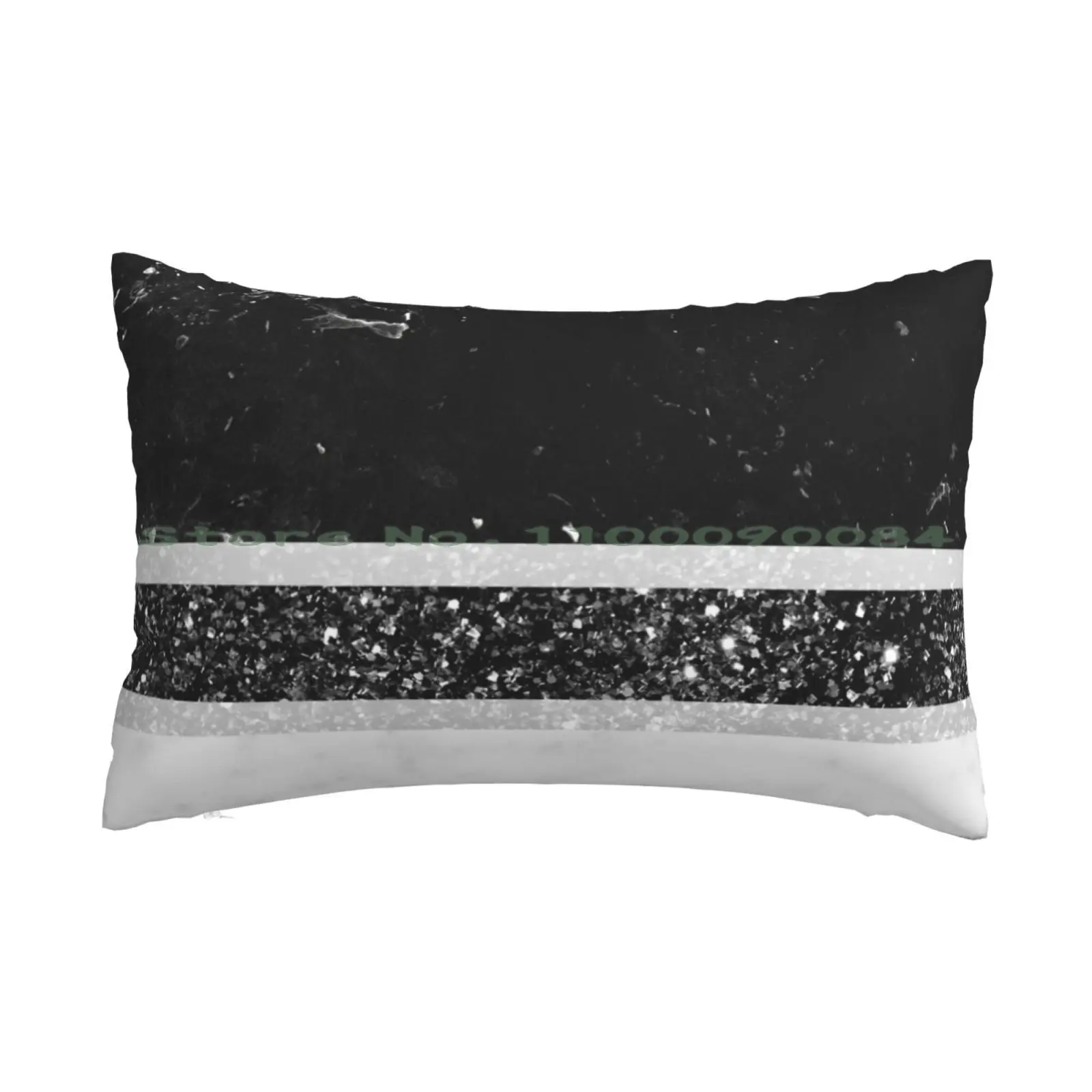 Black And White Marble Black Glitter Stripe Glam #1 ( Faux Glitter ) #minimal #decor #art Pillow Case 20x30 50*75 Sofa Bedroom