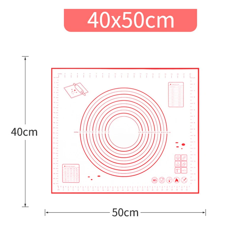40*50 ซม.หนาพิเศษ Non Stick ซิลิโคน Pastry Kneading Mat Board Rolling Pin Pad Non - slip Dough Rolling Mats การวัด